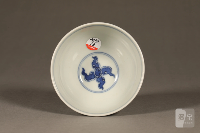 清 青花云鹤纹茶圆 - 图6